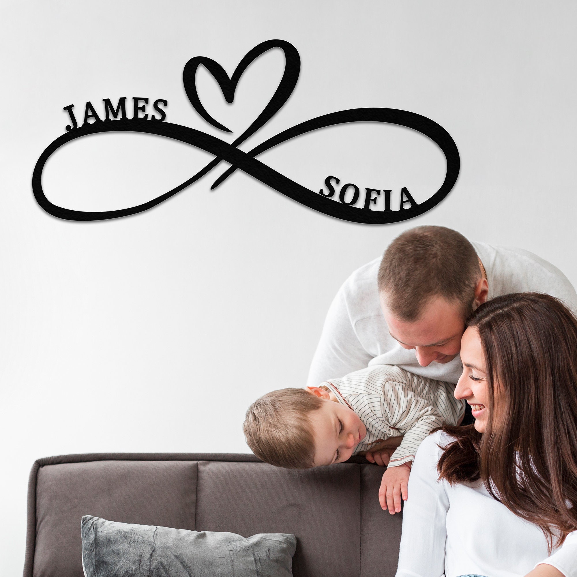Custom Infinity Symbol Love Metal Sign With Heart and Personalized ...