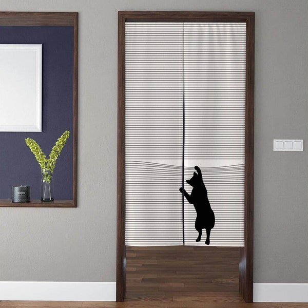 Rideaux de porte Noren d'art de style japonais, minimalisme moderne, motif de chaton furtif, rideau de porte, cloison de cuisine, porte de chambre à coucher, décor d'intimité