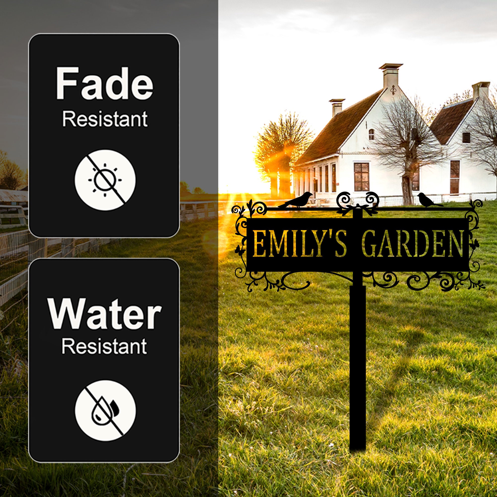 Personalisiertes Gartenschild Aus Metall – Individueller Text Bis 25 Zeichen, Pulverbeschichtet, Für Garten, Hof & Deko