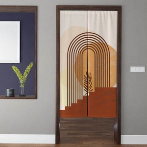 Bohemia Art Noren Door Curtain Sunset abstract round lines plant Pattern Doorway Curtain for Kitchen Partition Bedroom Door Privacy Decor