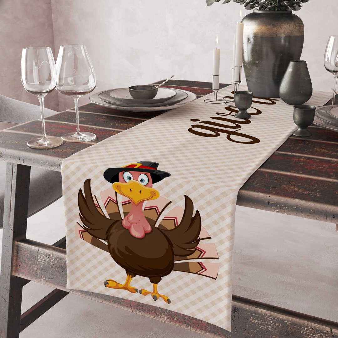 Thanksgiving Table Runnerlarge Turkey Stripes Table Throw - Etsy