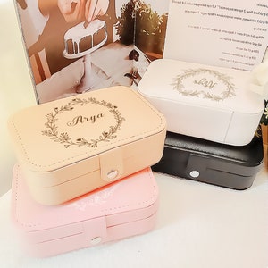Portagioielli personalizzato inciso, portagioielli da viaggio vintage personalizzato, portagioielli a scatto a doppio strato, regali per il suo compleanno