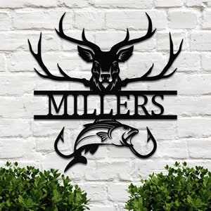 Custom Deer Family Name Sign, Elk Metal Sign, Deer Family Personalized Metal Wall Decor, Camp Sign, Housewarming Outdoor Metal Sign