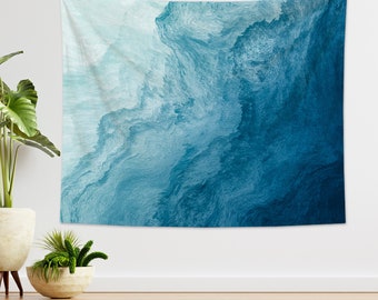 Ocean Tapisserie Meer Natur Tapisserie Blau Tapisserie Moderne Kunst Wandbehang Dekor Tapisserie für Wohnzimmer Schlafzimmer Wohnheim