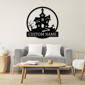 Personalized Magic Castle Metal Sign Custom Metal Family Last Name Tree Sign Metal Wall Art Front Door Decor Housewarming Gift Wedding Gift