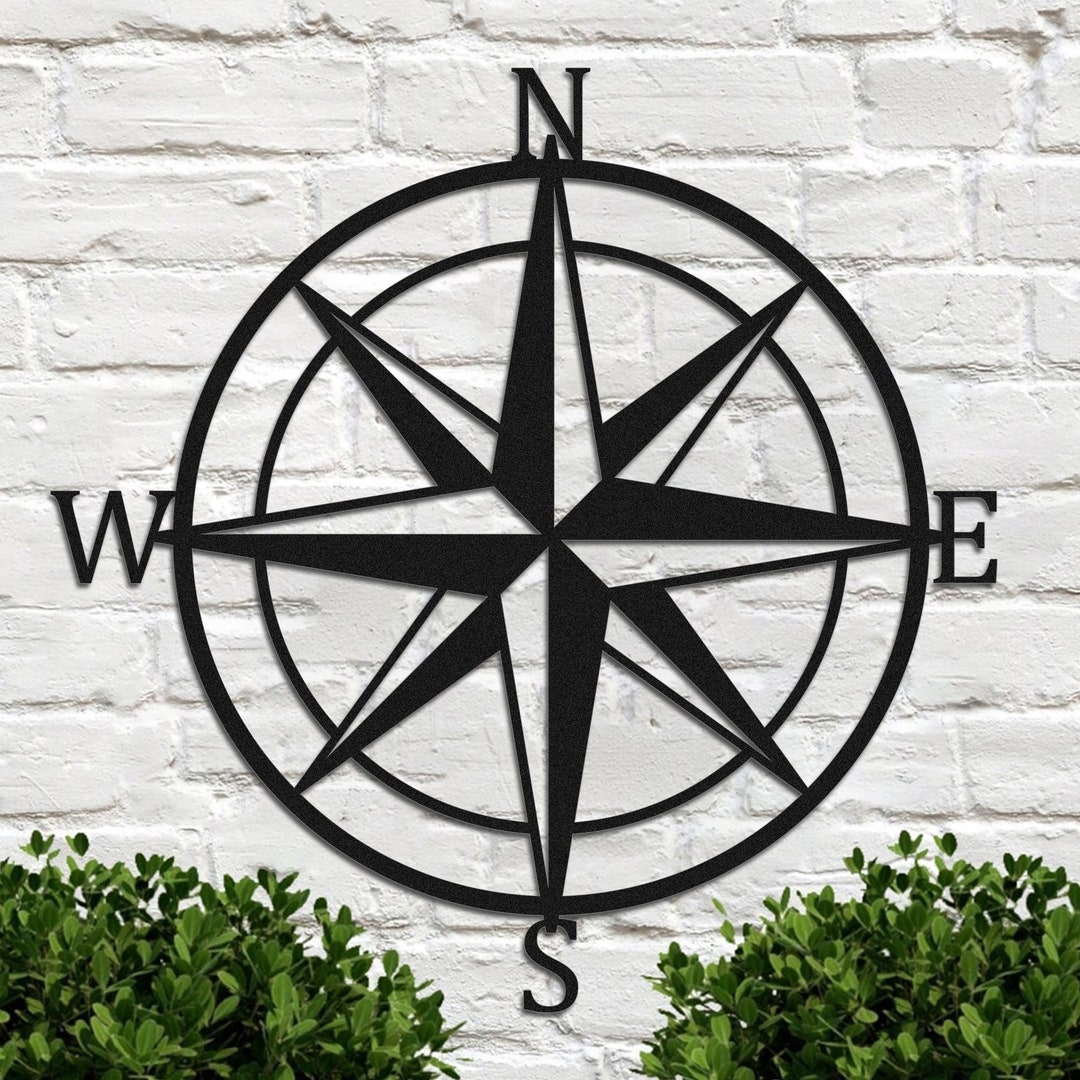 Vintage Nautical Rose Compass Metal Sign, Nautical Theme Pattern Metal ...