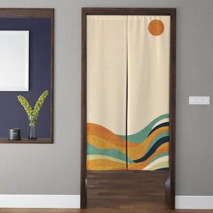 Bohemia Art Noren Door Curtain, Japanese Style abstract colorful lines Doorway Curtains, Kitchen Partition Bedroom Door Privacy Decor