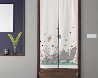 Japanse stijl kawaii kunst Noren deurgordijnen, moderne minimalistische kitten deuropening gordijn raambehandeling, kinderkamer deur decor