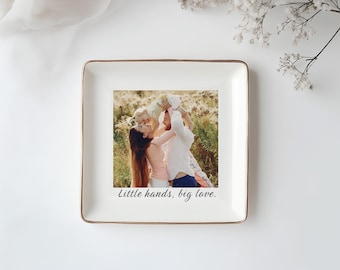 Custom Jewelry Dish Picture Text, Personalized Photo Ceramic Trinket Jewelry Tray, for Rings Earrings Necklaces Bracelet, lovers gifts