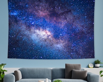 Starry Sky Tapestry Galaxy Tapestry Universe tapestry Psychedelic blue Nebula Tapestry Wall Hanging tapestry for bedroom home dorm decor