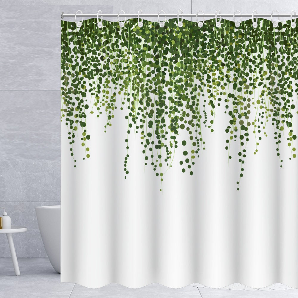 Buy Green Leaves Shower Curtain Spring Botanical Plant Leaf Shower Curtain  Waterproof Modern Fabric Bathroom Curtains Decor With 12 Hooks Online in  India - Etsy, image size:1000x1000