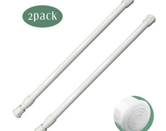 Spring Tension 2 Pack Curtain Rod Adjustable 23-43 Inches Small Expandable No Drilling Door curtain Rods For Kitchen Window Valance Bathroom