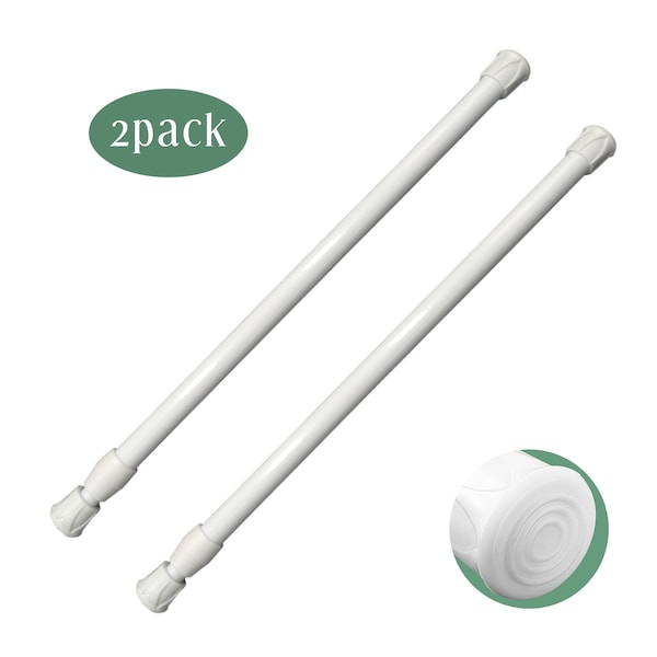 Spring Tension 2 Pack Curtain Rod Adjustable 23-43 Inches Small Expandable No Drilling Door curtain Rods For Kitchen Window Valance Bathroom