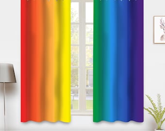 Rideau de fenêtre coloré Moderne Vertical Arc-en-ciel Couleurs Rayures Vibrant Shades Traitements de fenêtre Rideaux pour Chambre Fille Garçons Enfants Chambre Décor