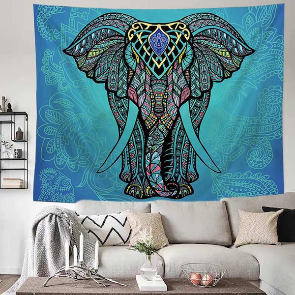 Elephant tapestry trippy tapestry India mandala tapestry religion tapestry Wall Hanging for Living Room Bedroom Dorm decor