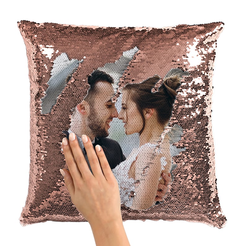 Custom Photo Sequin Pillow Design Mermaid Reversible Covers Custom Personalized Flip Reversible Sequin Pillow Magic Decorative Xmas gifts image 1