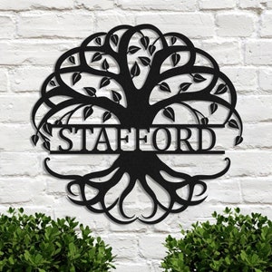 Personalized Tree of Life Metal Sign Custom Metal Family Last Name Tree Sign Metal Wall Art Front Door Decor Housewarming Gift Wedding Gift