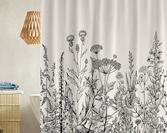 de ducha de silvestres Borde floral Cortinas de - Etsy México