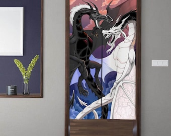 Cortinas de puerta Noren de arte de estilo japonés, tratamiento de ventana de cortina de puerta de dragón divertido minimalista moderno, para decoración de puerta de sala de juegos de cine