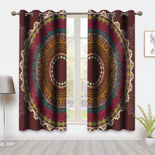 Cortina hippie India Cortinas Mandala Tratamientos de ventana Paneles Par Habitación Cortinas oscuras Cortina blackout para sala de estar Dormitorio Dormitorio Casa