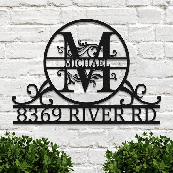 Personalized Metal Address Sign, Custom Metal House Number Sign, Metal Street Address Plaque Outdoor Wall Art, Front Door Wall Hanger Signs