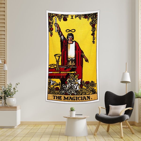 The Magician Tarot card tapestry Tapestries Wall Hanging magic tapestry Mystical tapestry Medieval Tapestry for Home Bedroom Decor Room Gift