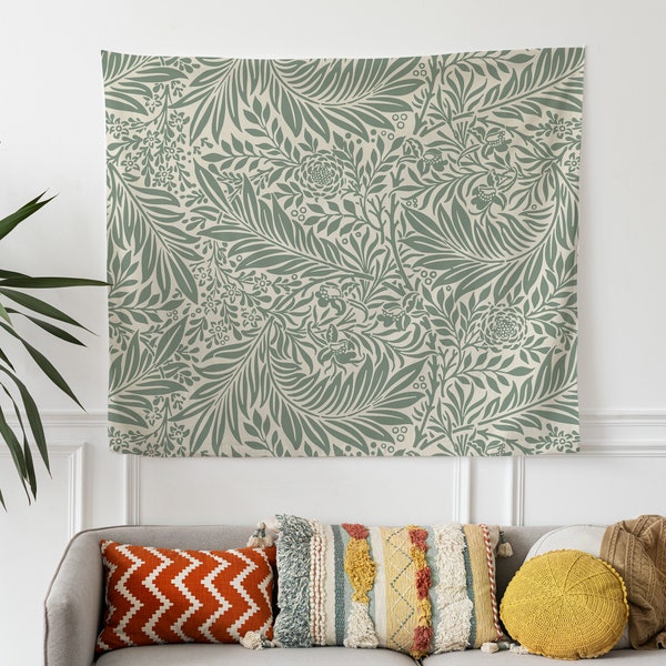 Leaf and Flowers tapestry sage tapestry green tapestry leaves tapestry Wall Hanging Decor for Living Room Bedroom dorm graduation decoration