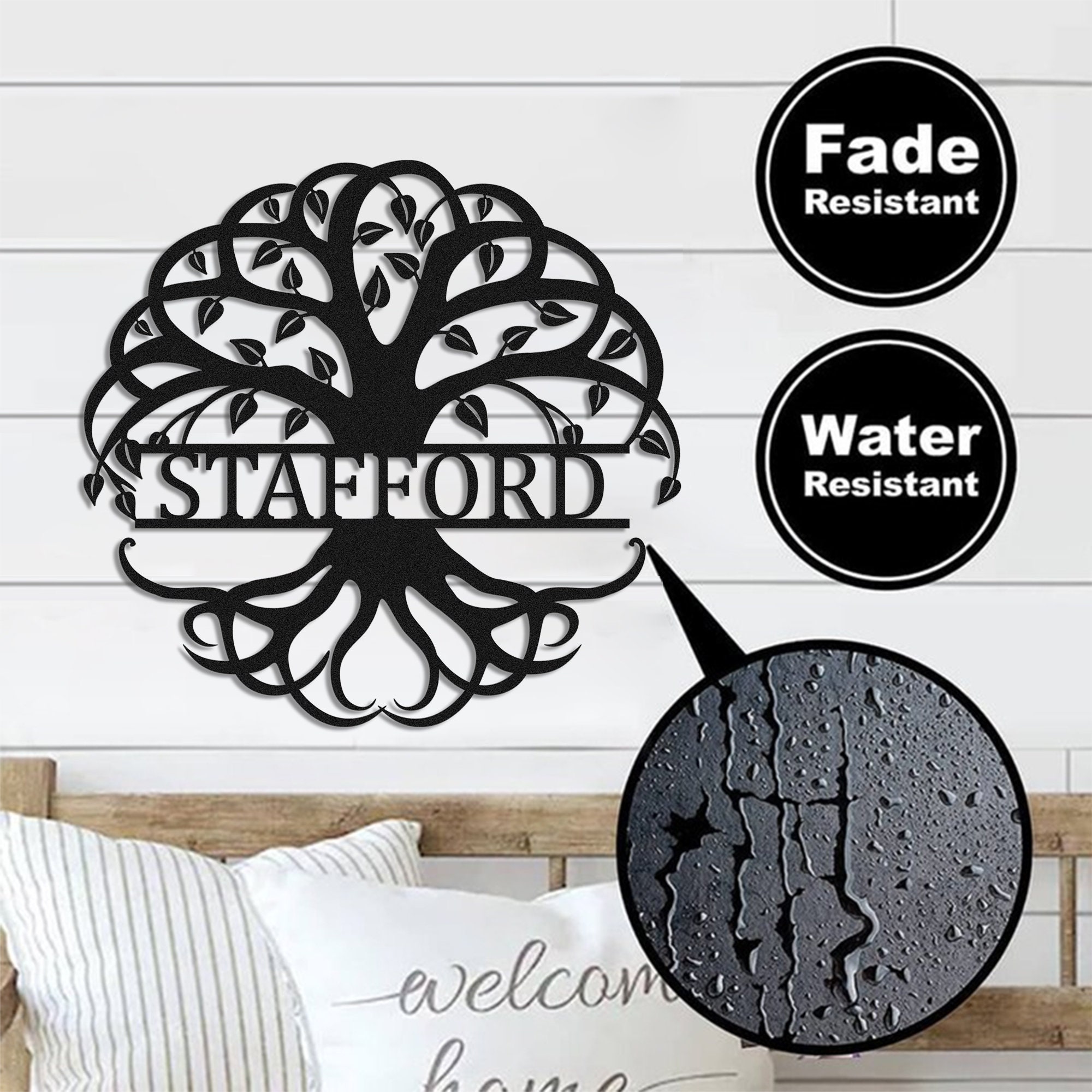 Personalized Tree Of Life Metal Sign - Custom Family Name Wall Art For Indoor & Outdoor Decor
