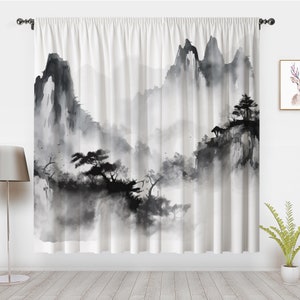 Orientalischen Stil Kunst Stil Vorhang Vintage abstrakte Landschaft Fenster Behandlung Panel-Paar Verdunkelungsvorhang für Haus Schlafzimmer Wohnheim Sichtschutz Dekor