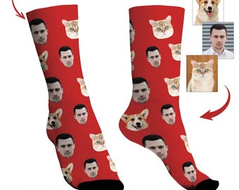 Custom Multiple Face Socks with Picture, Personalized dog face Socks, Funny Pet Socks with face, Sock gag Gifts for Men Women, Xmas gifts