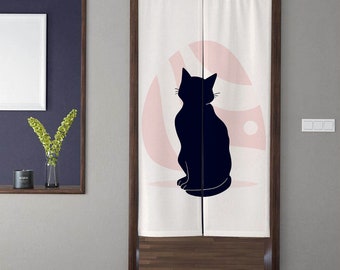 Japanse stijl kunst Noren Deurgordijnen, Modern Minimalistisch schattig katje Deuropening Gordijn Raambehandeling, Thuis kinderkamer Deur Decor