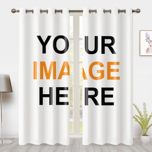 Custom Photo Window Curtain, Add Your Picture Text Door Drapes Panels Pair, Room Darkening Curtains, Window Treatment, Blackout Curtain 2pcs