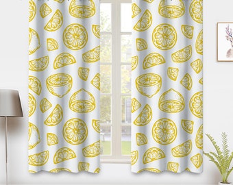 Rideaux de fenêtre d'art de minimalisme moderne, fleurs botaniques de citron d'été paire de rideaux de fenêtre, chambre salon dortoir décoration de la vie privée de la maison
