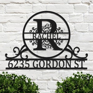 Personalized Metal Monogram Address Sign, Custom Metal House Number Sign, Metal Street Address Plaque Wall Art, Outdoor Yard Front Door Sign