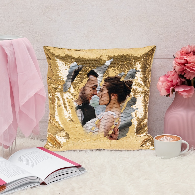 Custom Photo Sequin Pillow Design Mermaid Reversible Covers Custom Personalized Flip Reversible Sequin Pillow Magic Decorative Xmas gifts image 8