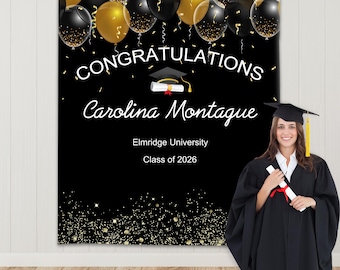 Custom Class of 2026 Graduation Backdrop, Personalized Graduate Party Photo Booth Poster, Congrats Grad Banner, Celebration Grad Tapestry