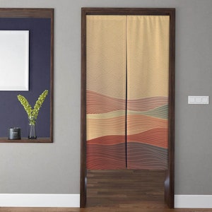 Noren Japanische Kunst Türvorhang, japanischer Stil Line Wave Mountain Muster Türvorhang für Küchentrennwand Schlafzimmertür Privatleben Decor