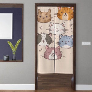 Japanese Kawaii Art Noren Beautifully Door Curtain, color pet cat Pattern Doorway Curtain, for Kitchen Partition Bedroom Door Privacy Decor