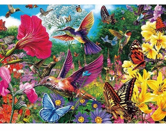 Puzzles de 1000 pièces-Puzzle de fleurs de colibri puzzle Jeux de puzzle de jardin pour adultes Cadeaux de Noël cadeaux de Noël