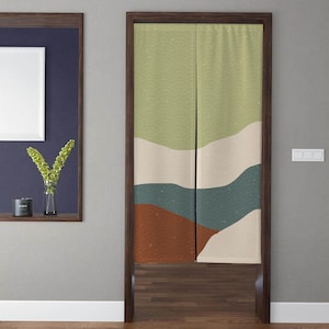 Bohemia Noren Door Curtains, colorful lines mountains Modern Minimalistic Doorway Curtain Window Treatment, For Home Kitchen Door Decor