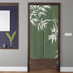 Japanese Art Style Noren Door Curtains, Modern Minimalist Bamboo botanical Doorway Curtain, For Kitchen Partition Bedroom Door Privacy Decor
