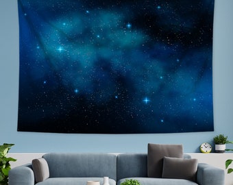 Mysterious Galaxies Nebula tapestry Deep Space tapestry Universe Stars tapestry Blue Grey Starry Sky Wall tapestry for Living Room Dorm