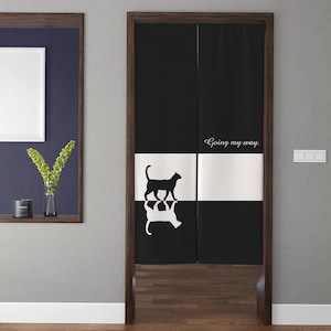 Japanese-style art Noren Door Curtains, Modern Minimalistic Puppy walking Doorway Curtain Window Treatment, Home Kitchen Door Decor