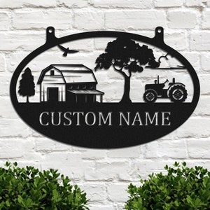 Custom Metal Farm Sign, Personalized Farmhouse Name Metal sign Decor, Family Name Sign, Farm Address Sign, Farmer Outdoor Decor, Farmer Gift