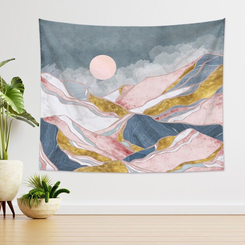 Sumgar Pink Floral Tapestry Wall Hanging for Bedroom Aesthetic Etsy
