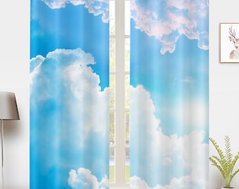 Blauer Himmel und weiße Wolken Fenstervorhänge Moderner Minimalistischer Stil Fensterbehandlungen Verdunkelungsvorhang Schlafzimmer Wohnzimmer Privatleben Decor