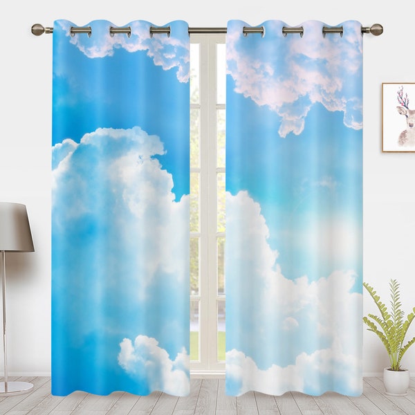 Blauer Himmel und weiße Wolken Fenstervorhänge Moderner Minimalistischer Stil Fensterbehandlungen Verdunkelungsvorhang Schlafzimmer Wohnzimmer Privatleben Decor