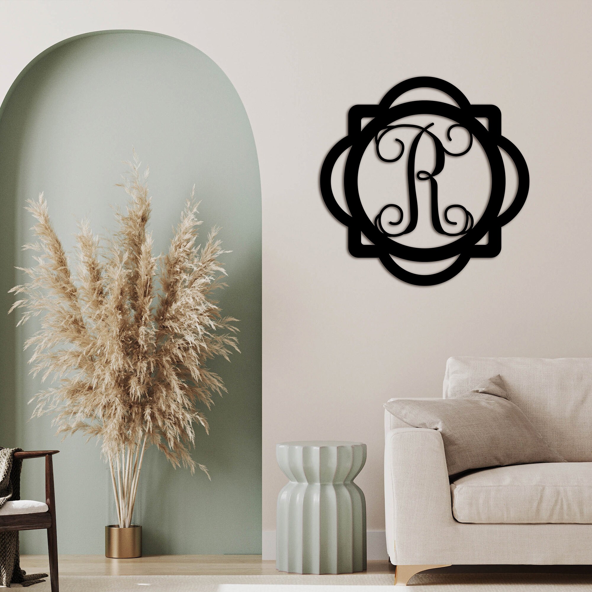 Personalized Family Name Initials Metal Sign, Custom Metal Monogram ...