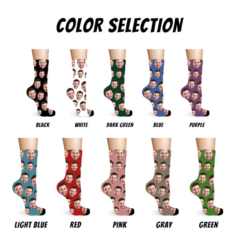 Calcetines faciales personalizados con imagen, calcetines personalizados con foto sonriente, calcetines divertidos con cara, regalos divertidos de gag de calcetín para hombres y mujeres, regalo de graduación imagen 2