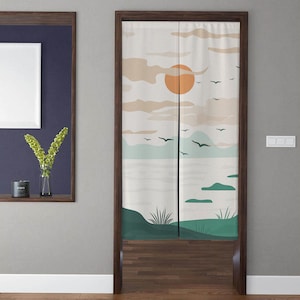 Bohemia Art Noren Door Curtain modern minimalist sunset grassland pattern Doorway Curtain Kitchen Partition Bedroom Door Privacy Decor